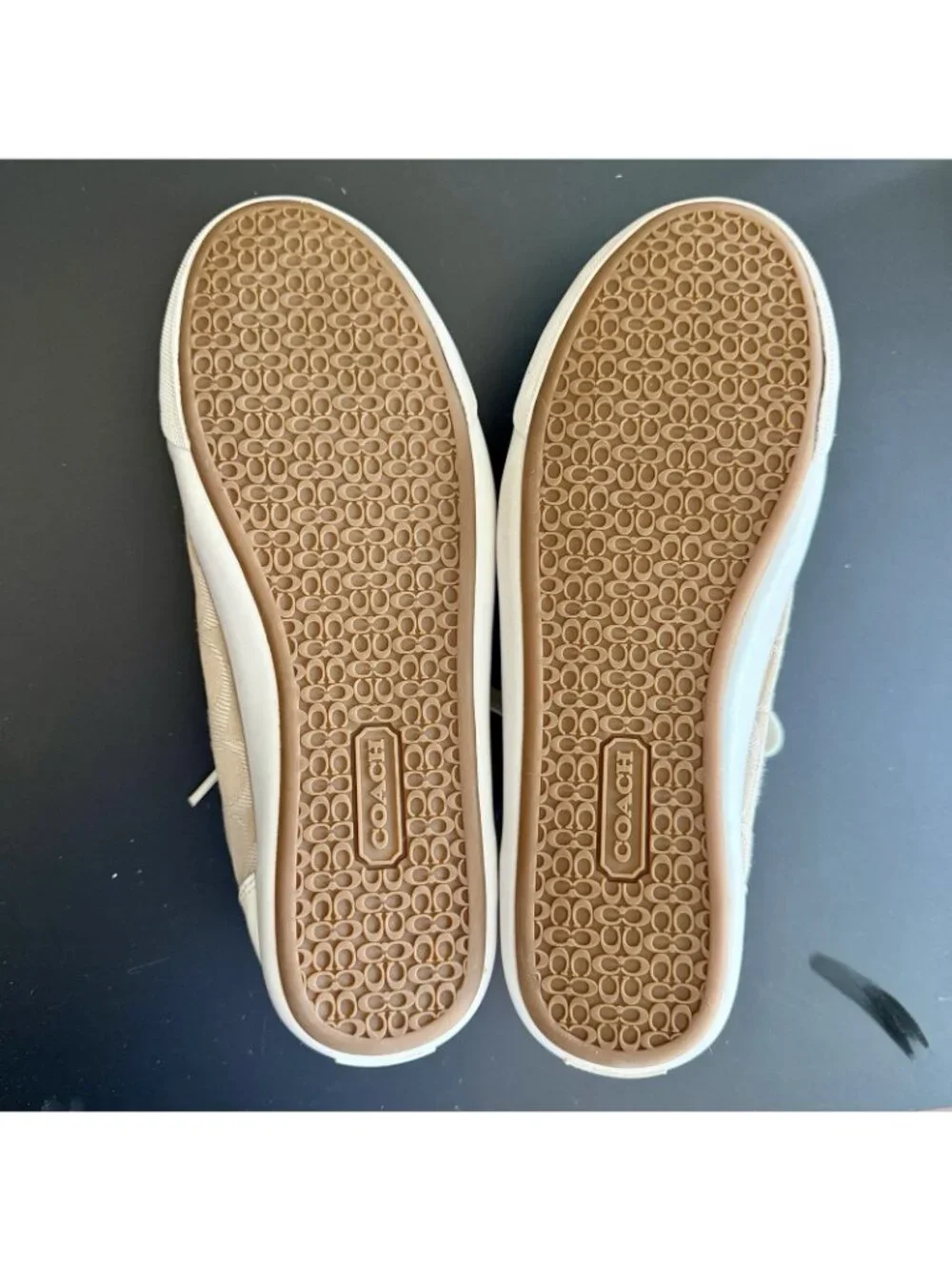 Coach Barrett A1081 Signature Jacquard Canvas Sneakers W 9.5 Khaki White Lace Up